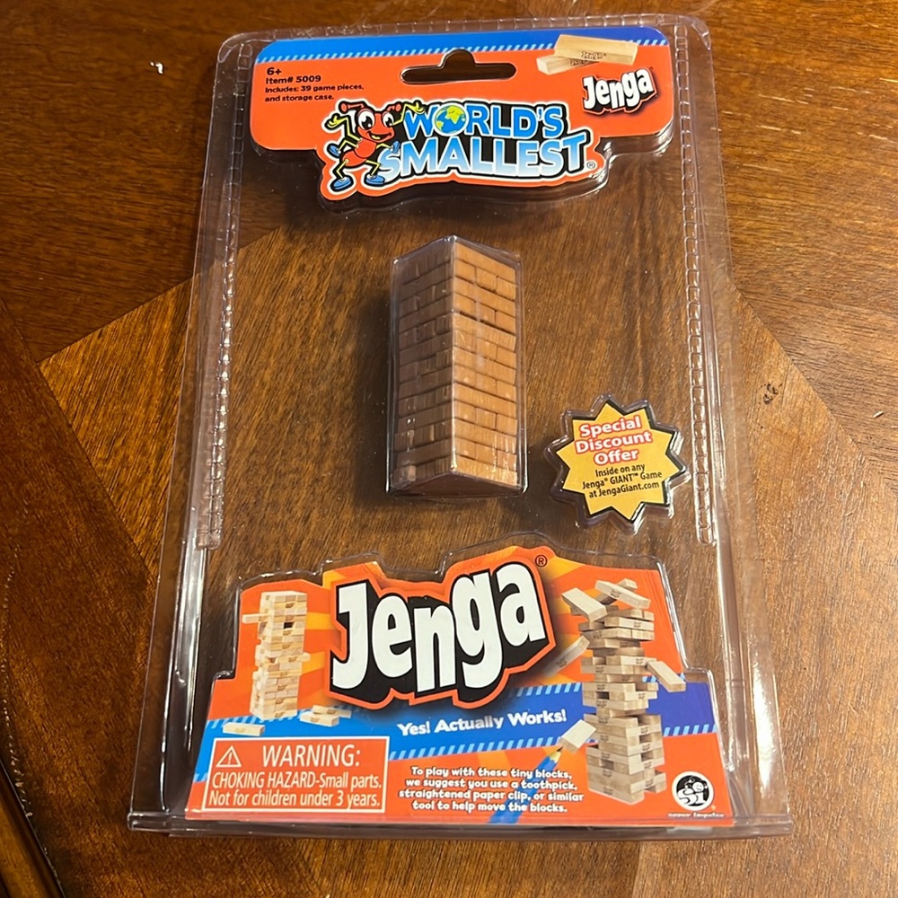 Jenga, the world smallest stacking block game